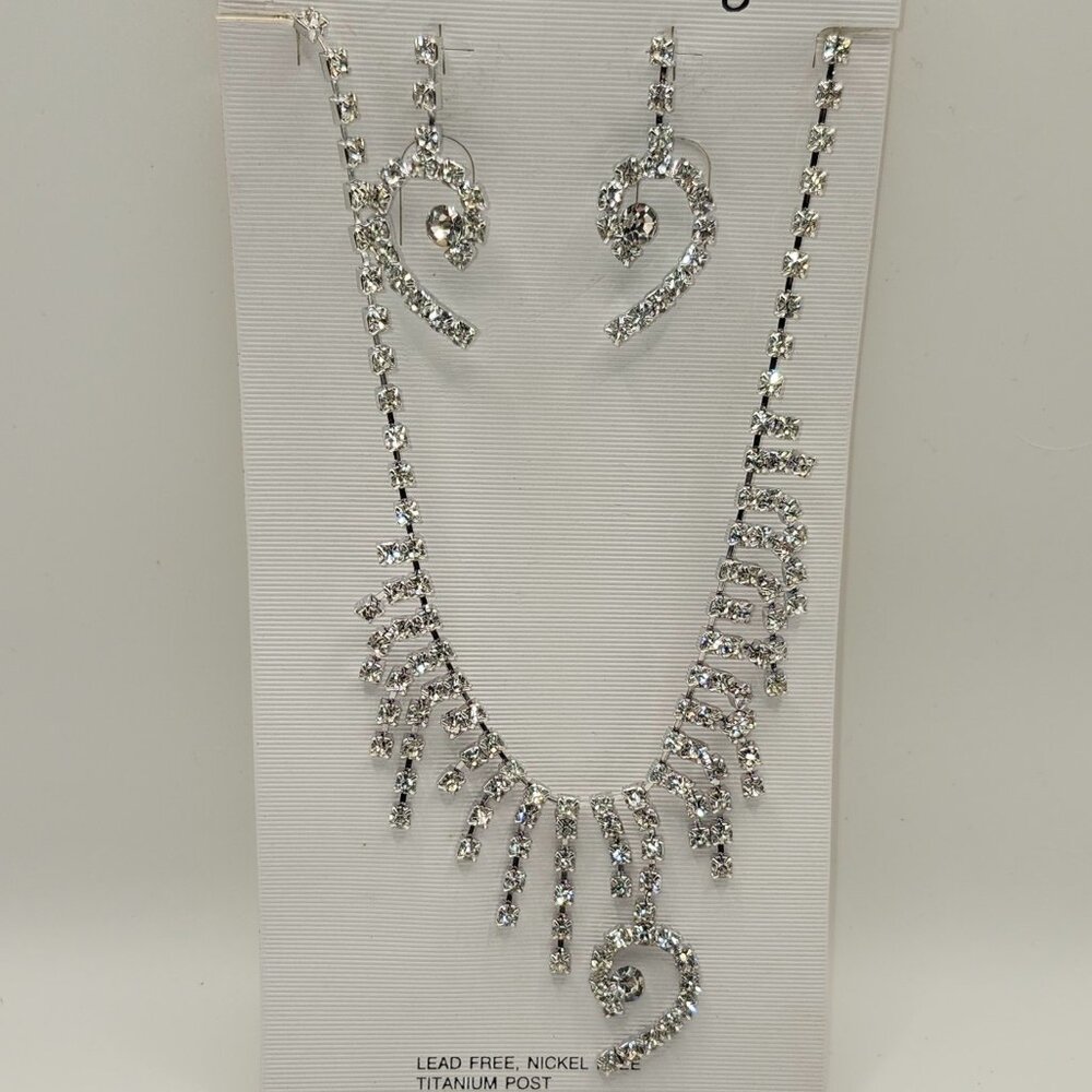 Saint Sammy Austrian Crystal Necklace/Earrings Half-Heart Pendant Prom Wedding